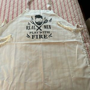 While Apron - real men play with fire- man cave- Father’s Day- Christmas